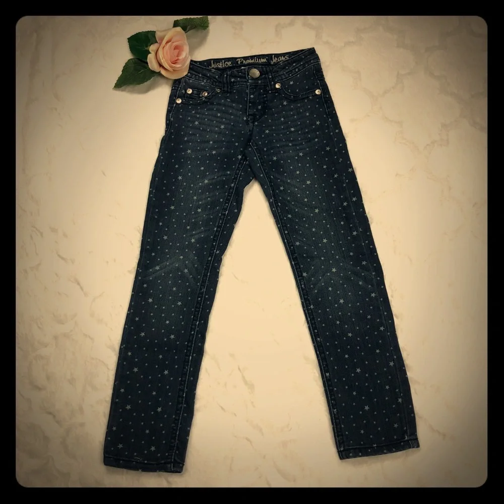 Justice Premium Skinny Jeans Star Print size 6